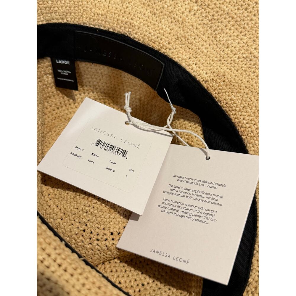 NEW Janessa Leone Felix Packable Bucket Hat Natural Raffia Straw Large - Picture 9 of 9
